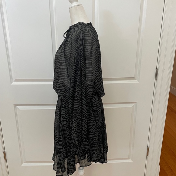 Elliana asymmetric zebra-print silk-georgette mini dress from ANINE BING - Picture 3 of 10